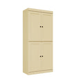 Yellow Solid Wood Adjustable Six Tier Library Bookcase with Four Doors - 72-inch