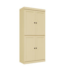 Yellow Solid Wood Adjustable Six Tier Library Bookcase with Four Doors - 72-inch