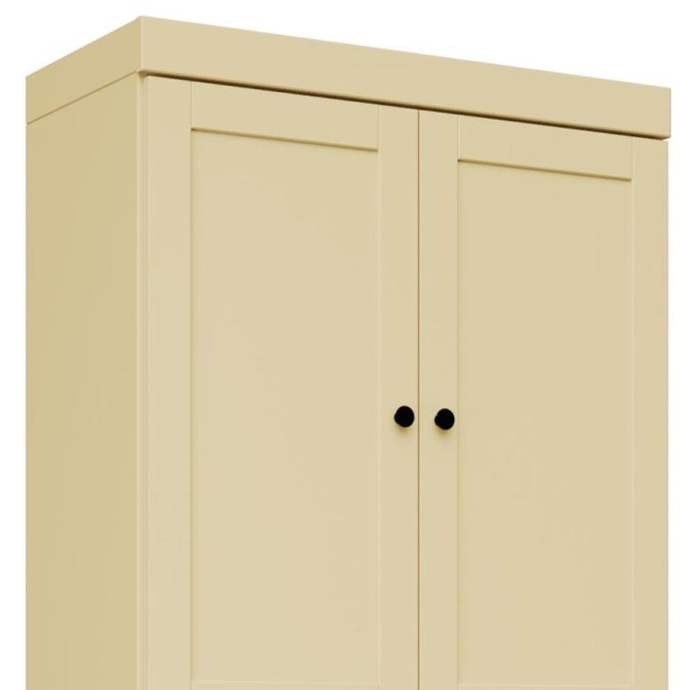 Yellow Solid Wood Adjustable Six Tier Library Bookcase with Four Doors - 72-inch