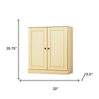 Yellow Solid Wood Accent Cabinet with Two Doors - 32-inch