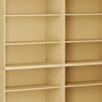 Yellow Solid Wood Adjustable Twelve Tier Library Bookcase - 72-inch