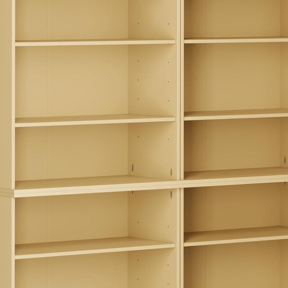 Yellow Solid Wood Adjustable Twelve Tier Library Bookcase - 72-inch