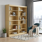 Yellow Solid Wood Adjustable Twelve Tier Library Bookcase - 72-inch
