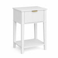 White Wood Ribbed Texture One Drawer Nightstand - 23-inch