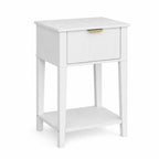 White Wood Ribbed Texture One Drawer Nightstand - 23-inch