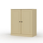 Yellow Solid Wood Free Standing Double Door Linen Cabinet - 32-inch