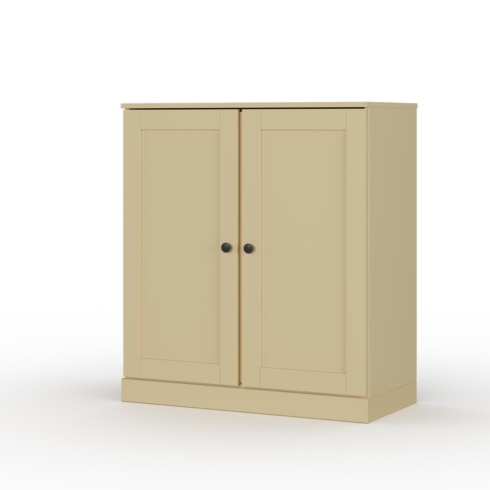 Yellow Solid Wood Free Standing Double Door Linen Cabinet - 32-inch