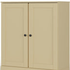 Yellow Solid Wood Free Standing Double Door Linen Cabinet - 32-inch