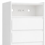 White Wood Two Drawer Nightstand with USB Port and Integrated Tech - 24-inch