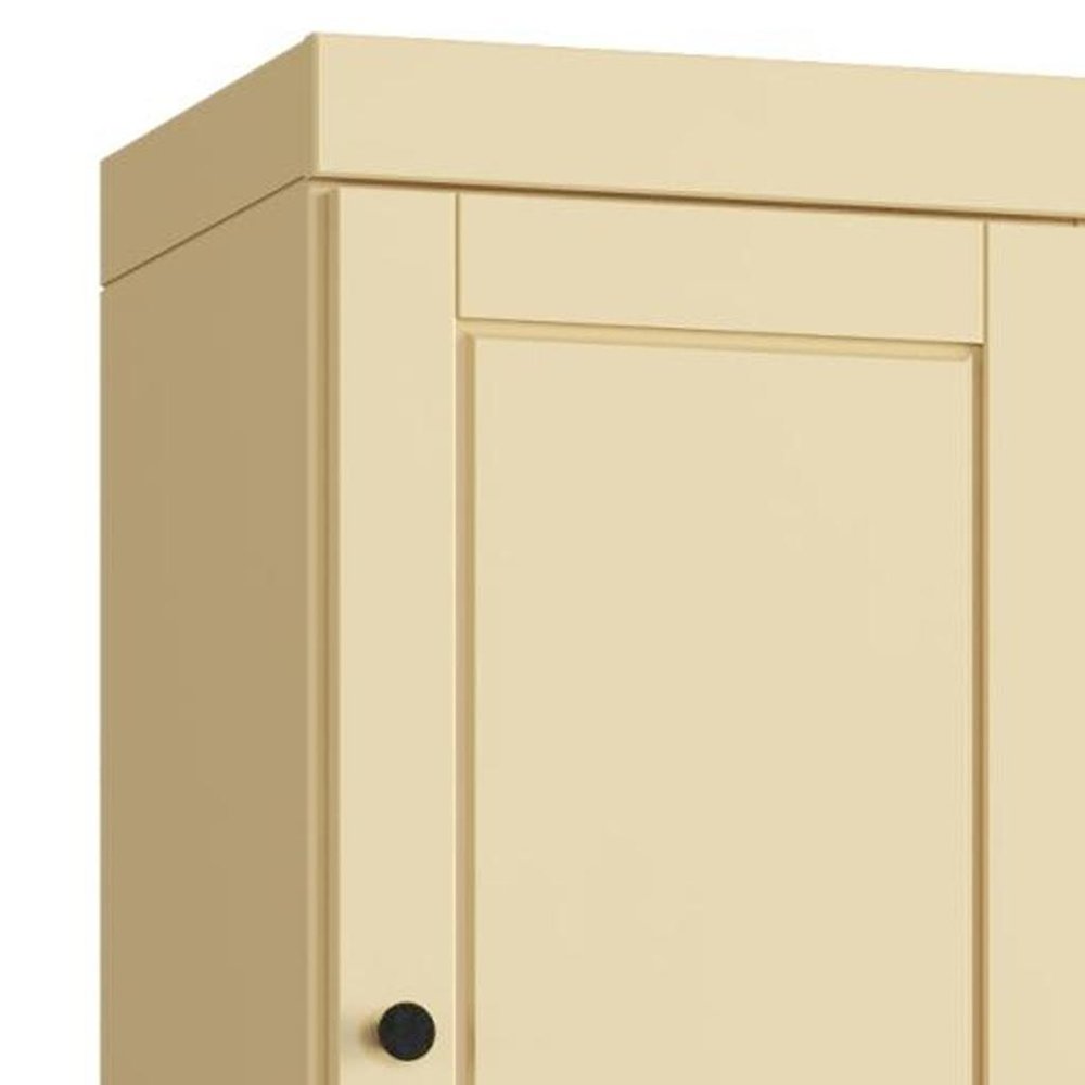 Yellow Solid Wood Free Standing Double Door Linen Cabinet - 17-inch