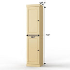 Yellow Solid Wood Free Standing Double Door Linen Cabinet - 17-inch