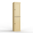 Yellow Solid Wood Free Standing Double Door Linen Cabinet - 17-inch