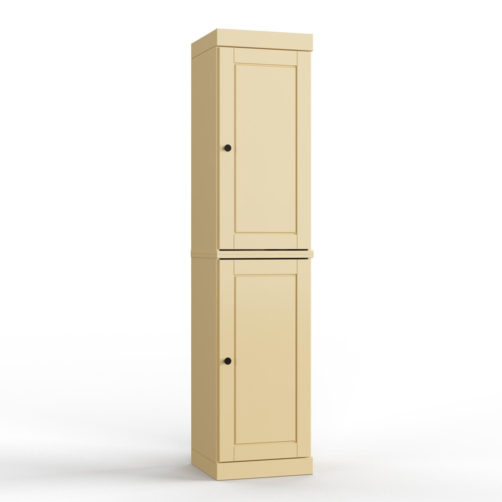 Yellow Solid Wood Free Standing Double Door Linen Cabinet - 17-inch