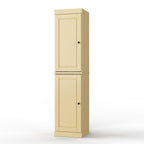 Yellow Solid Wood Free Standing Double Door Linen Cabinet - 17-inch