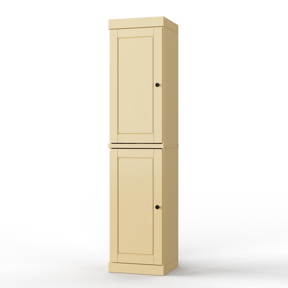 Yellow Solid Wood Free Standing Double Door Linen Cabinet - 17-inch