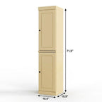 Yellow Solid Wood Free Standing Double Door Linen Cabinet - 17-inch