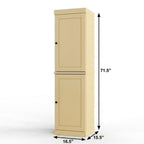 Yellow Solid Wood Free Standing Double Door Linen Cabinet - 17-inch