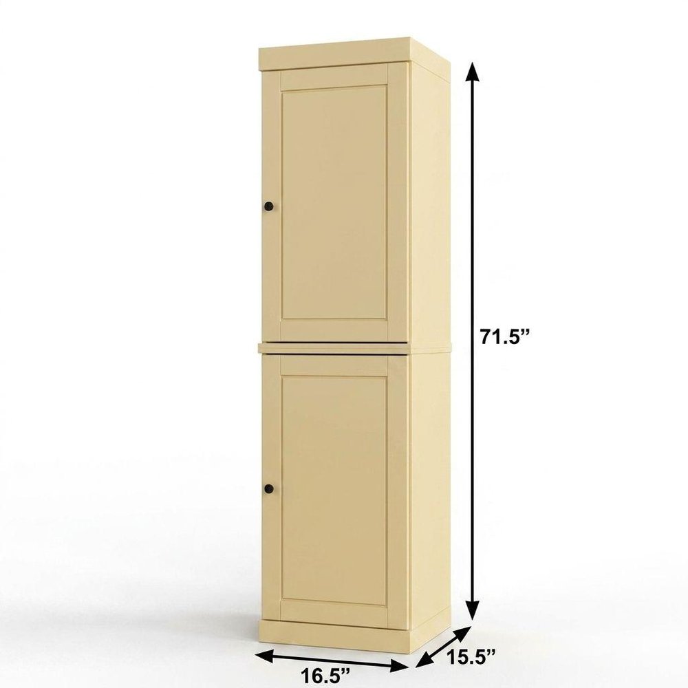 Yellow Solid Wood Free Standing Double Door Linen Cabinet - 17-inch