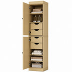 Yellow Solid Wood Free Standing Double Door Linen Cabinet - 17-inch