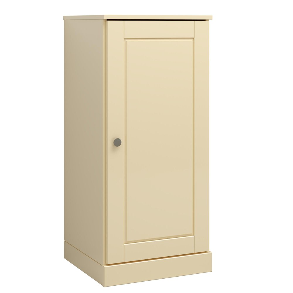 Yellow Solid Wood Free Standing Single Door Linen Cabinet - 17-inch