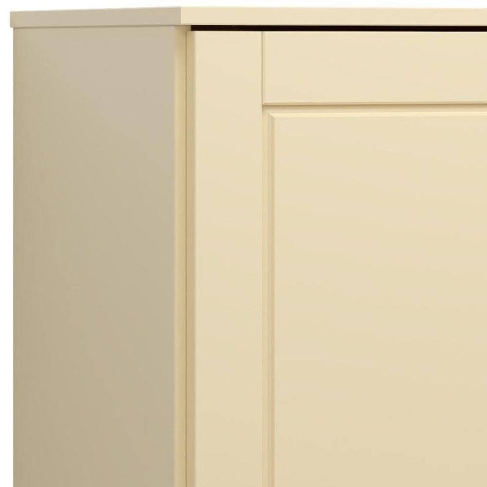 Yellow Solid Wood Free Standing Single Door Linen Cabinet - 17-inch