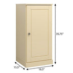 Yellow Solid Wood Free Standing Single Door Linen Cabinet - 17-inch