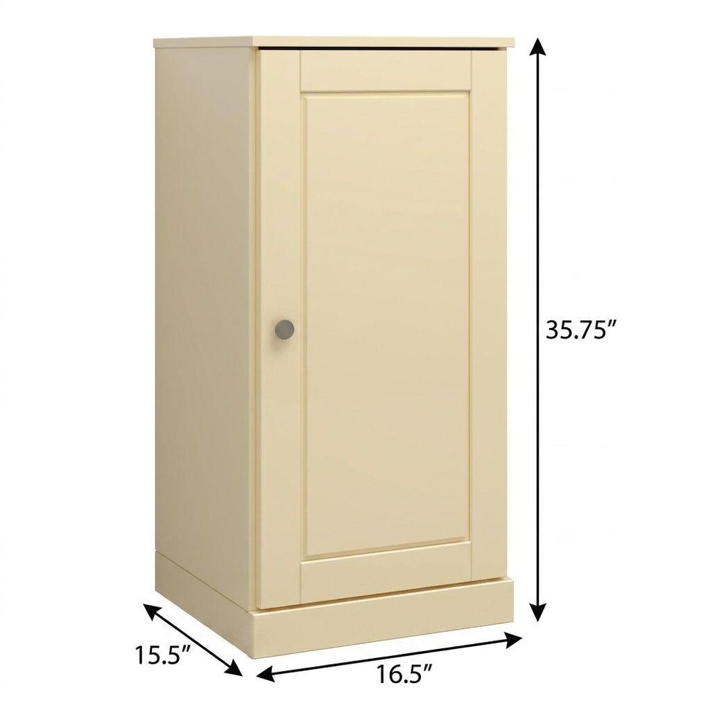 Yellow Solid Wood Free Standing Single Door Linen Cabinet - 17-inch