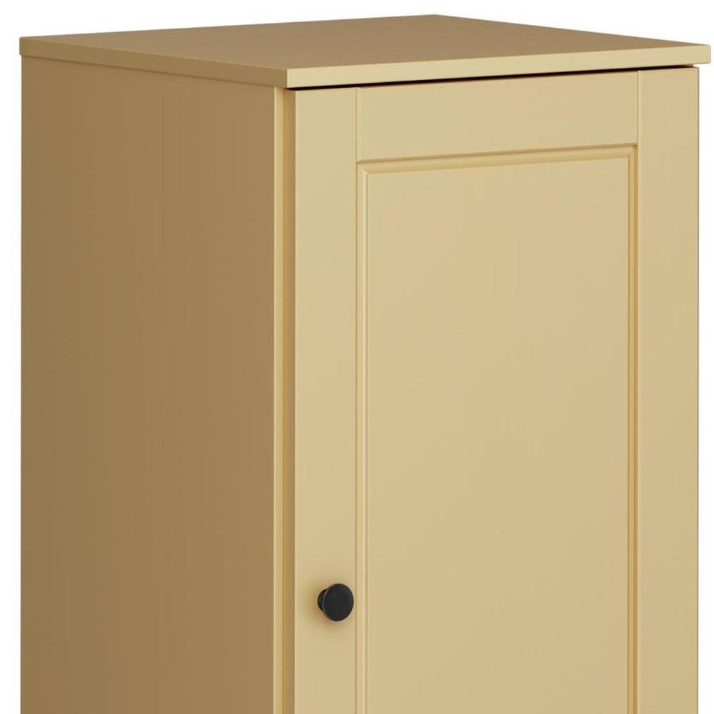 Yellow Solid Wood Free Standing Single Door Linen Cabinet - 17-inch