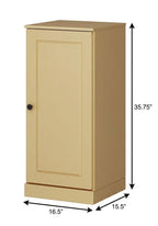 Yellow Solid Wood Free Standing Single Door Linen Cabinet - 17-inch