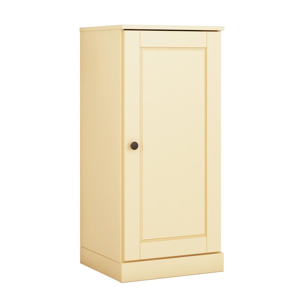 Yellow Solid Wood Free Standing Single Door Linen Cabinet - 17-inch