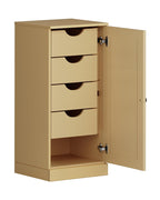 Yellow Solid Wood Free Standing Single Door Linen Cabinet - 17-inch