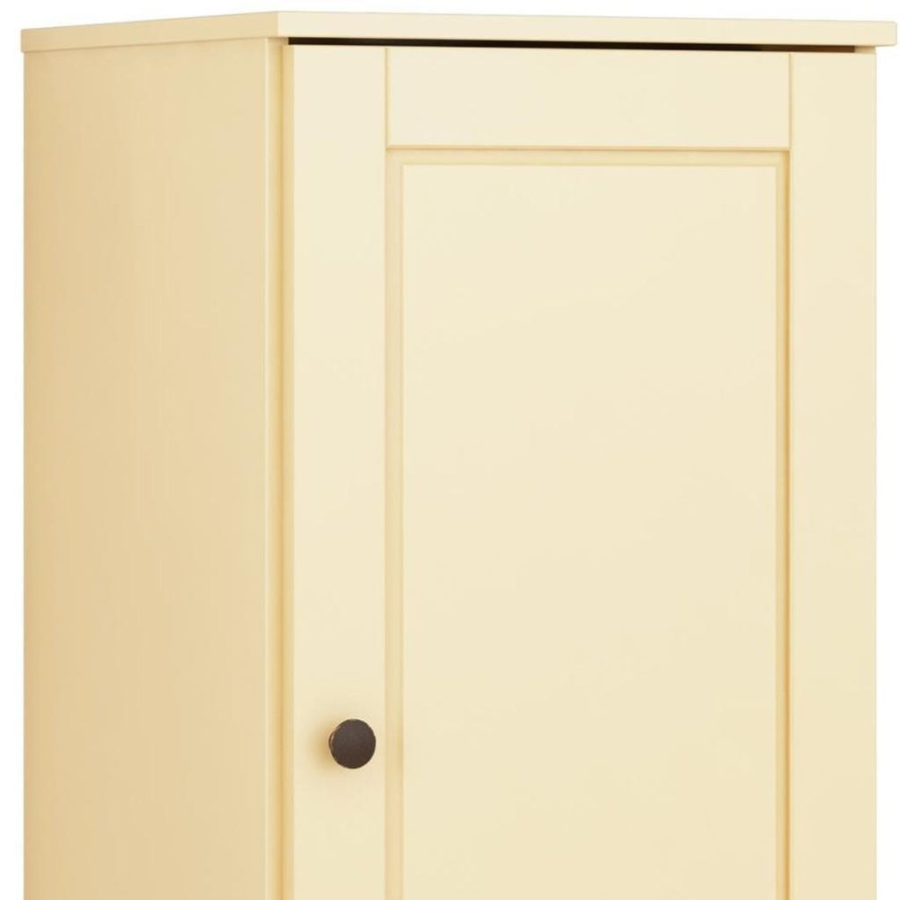 Yellow Solid Wood Free Standing Single Door Linen Cabinet - 17-inch