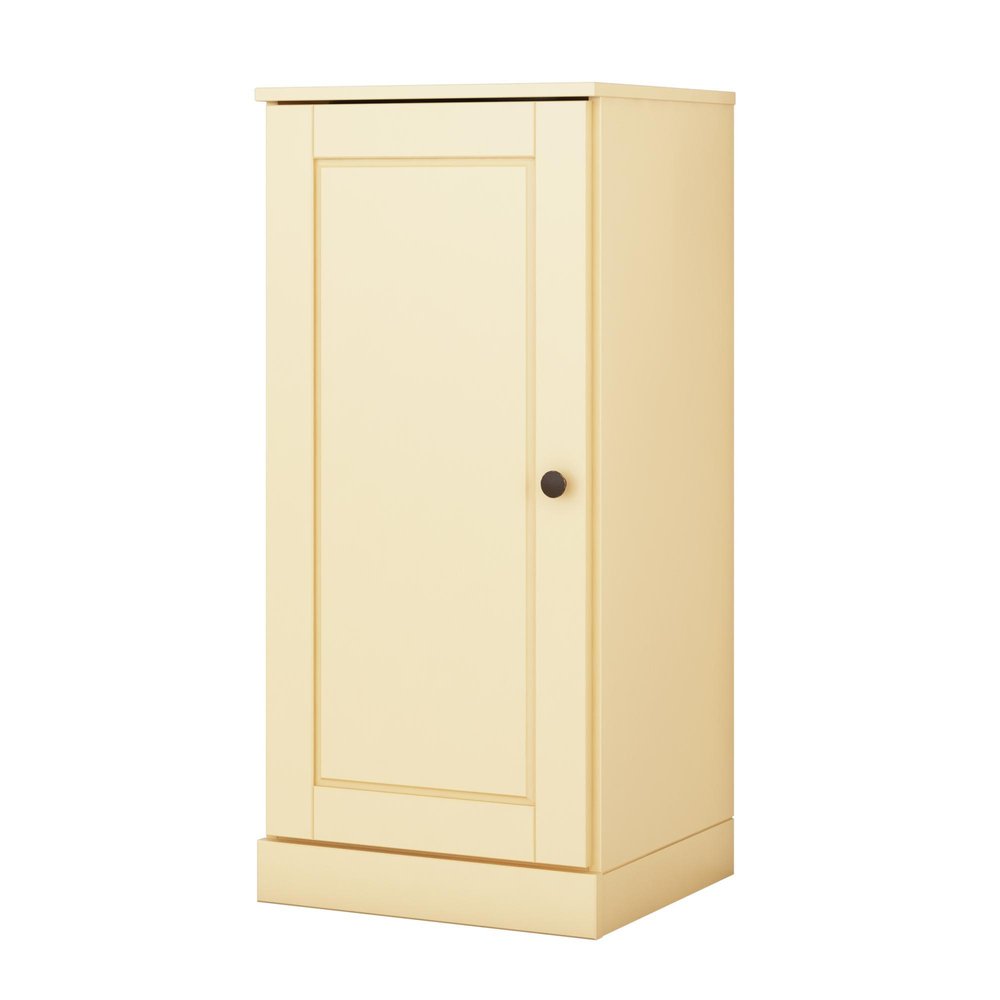 Yellow Solid Wood Free Standing Single Door Linen Cabinet - 17-inch