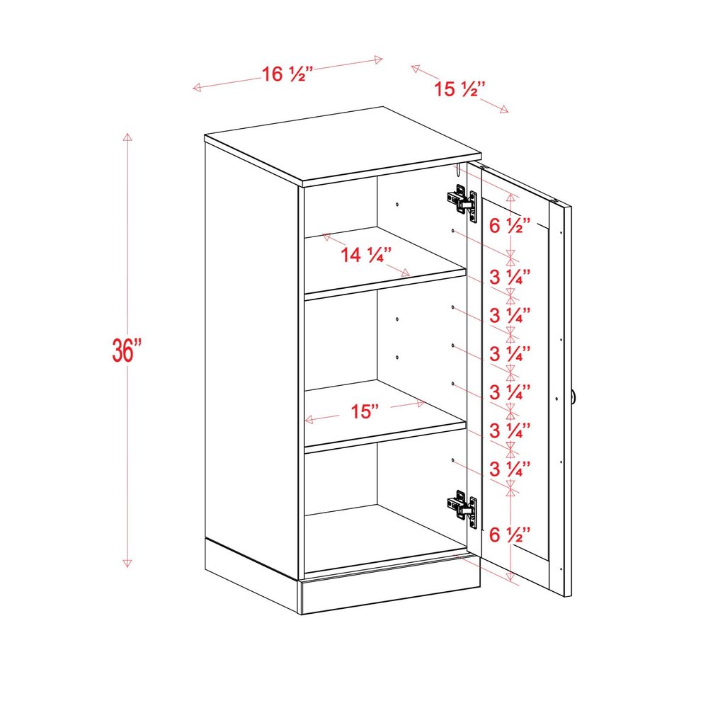 Yellow Solid Wood Free Standing Single Door Linen Cabinet - 17-inch