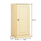 Yellow Solid Wood Free Standing Single Door Linen Cabinet - 17-inch