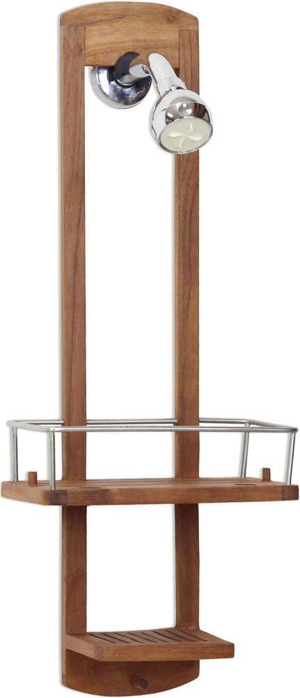 Brown Solid Wood Bathroom Storage Furniture Set - 5-inch