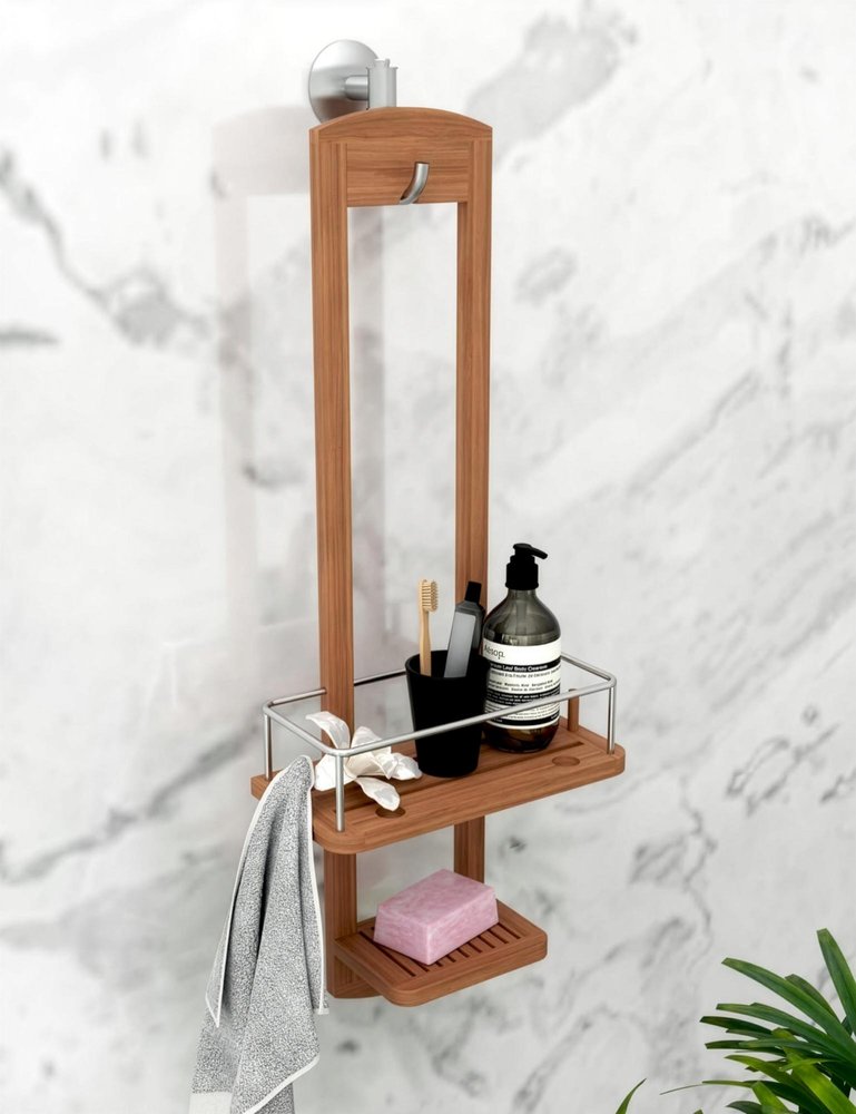 Brown Solid Wood Bathroom Storage Furniture Set - 5-inch