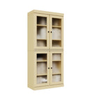Yellow Solid Wood Adjustable Six Tier Library Bookcase with Four Doors - 72-inch