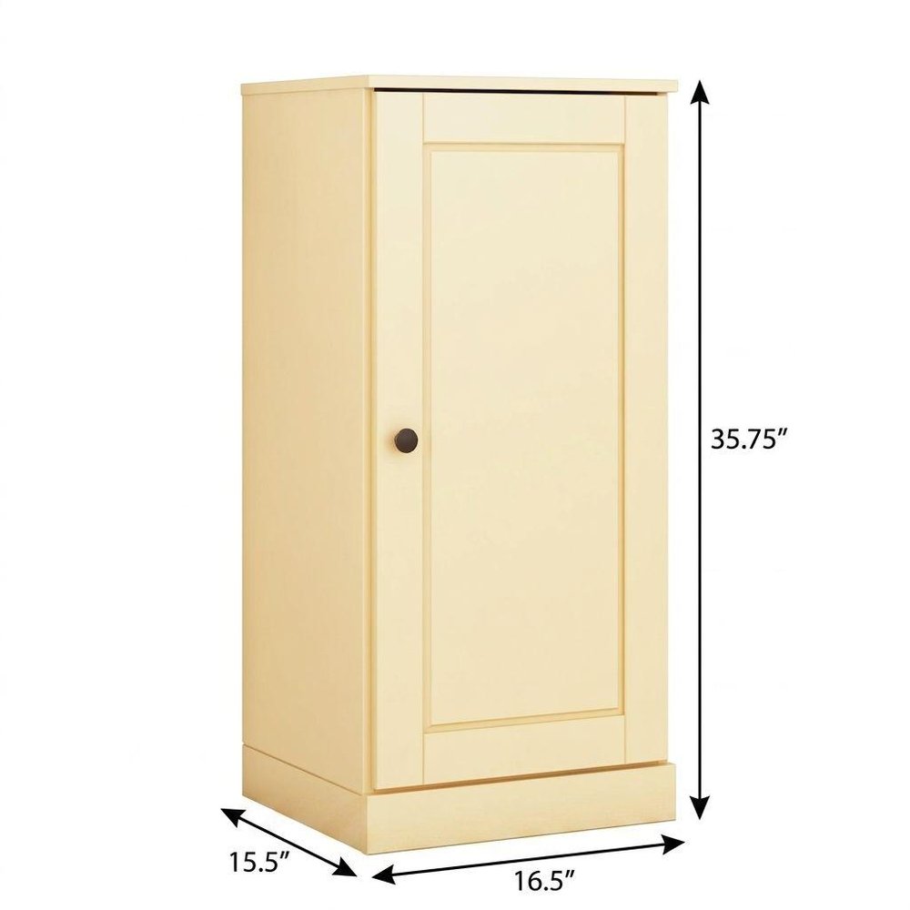 Yellow Solid Wood Adjustable Three Tier Library Bookcase with One Door - 36-inch