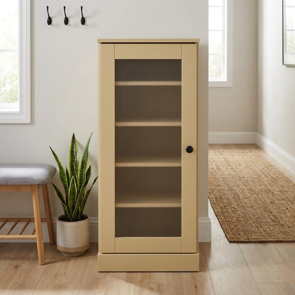 Yellow Ten Pair Solid Woodshoe Storage Cabinet
