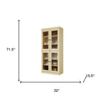 Yellow Solid Wood Four Door Pantry or Storage Closet - 72-inch