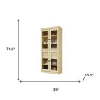 Yellow Solid Wood Four Door Two Drawer Pantry or Storage Closet - 72-inch