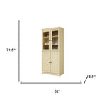 Yellow Solid Wood Four Door Pantry or Storage Closet - 72-inch