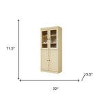 Yellow Solid Wood Four Door Two Drawer Pantry or Storage Closet - 72-inch