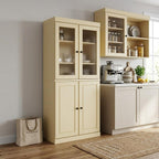 Yellow Solid Wood Four Door Two Drawer Pantry or Storage Closet - 72-inch