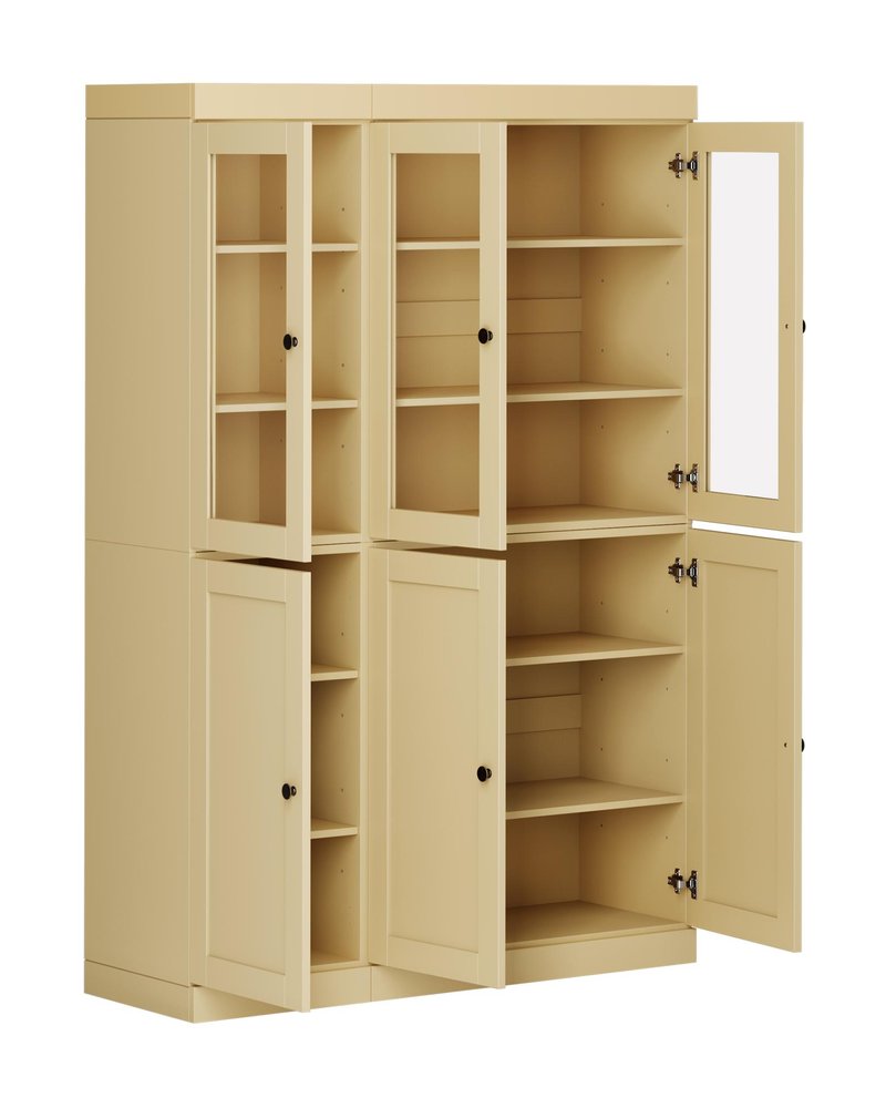 Yellow Solid Wood Six Door Pantry or Storage Closet - 72-inch