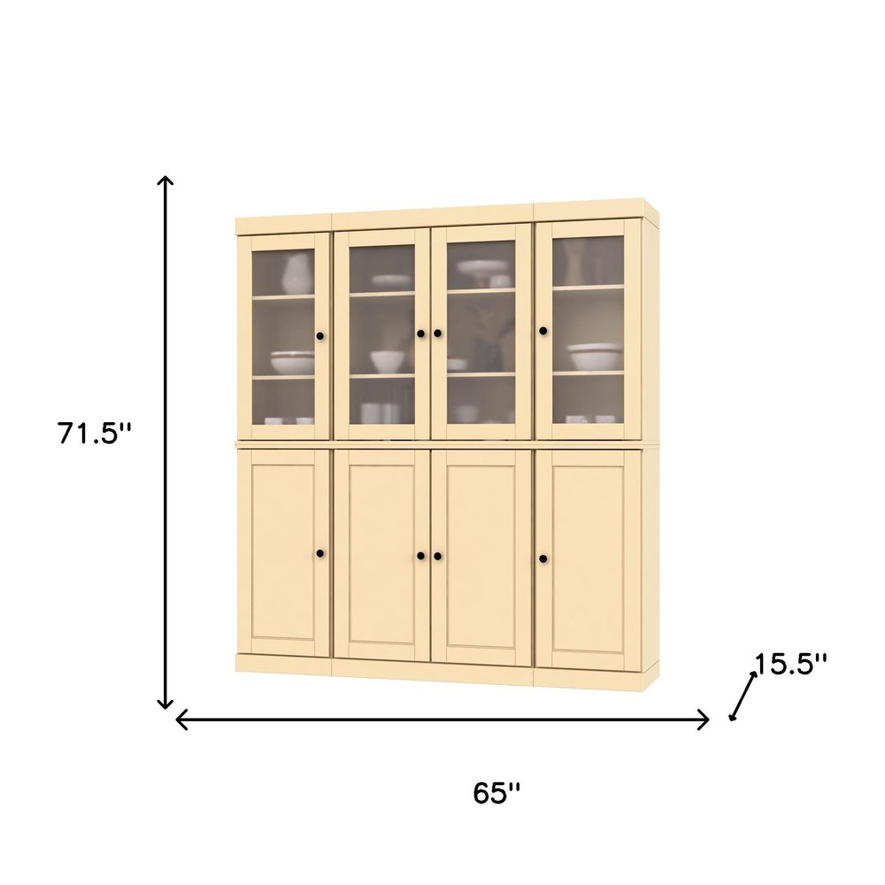 Yellow Solid Wood 8 Two Drawer Pantry or Storage Closet - 72-inch