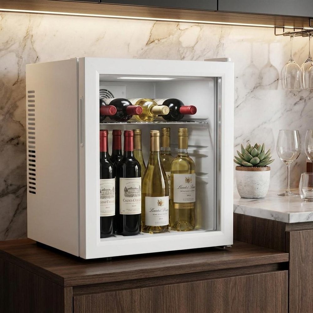 White Metal Single Compartment Can Beverage Refrigerator - 19 x 15-inch