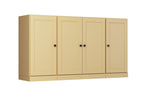 Yellow Solid Wood Sideboard with Four Glass Doors - 65-inch