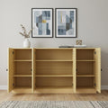 Yellow Solid Wood Sideboard with Four Glass Doors - 65-inch
